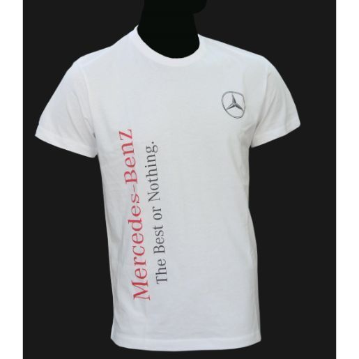 Polera Algodón Blanca Estampado Logos Mercedes-Benz Talla L