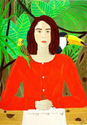 Victoria Stagni - Yo me llamo victoria- autoportrait avec perruche et toucan 