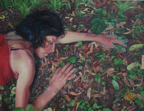 Ekphrasi - Portrait couchée sur un tapis de feuilles 