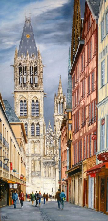 Roger Bailleul - Rouen rue du gros horloge - cathédrale