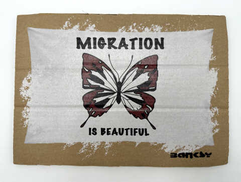 Banksy - Carton Dismaland Migration is beautiful - Banksy (d’après)