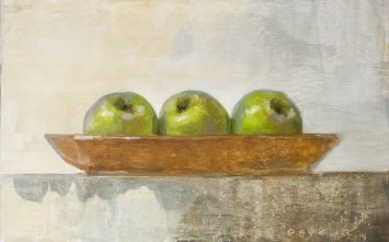 Olivier Payeur - Trois pommes sur fond clair semi abstrait