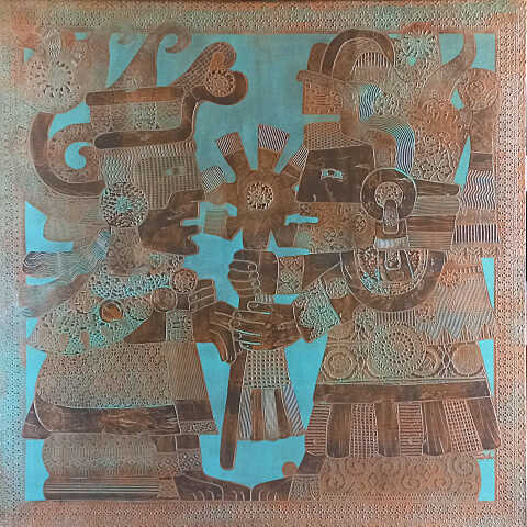 Bernard Devie - Dialogue aztèque, aspect bronze