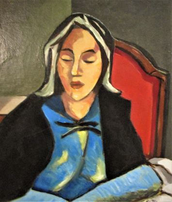 Michel de Gouttes - Femme assise au chale noir 