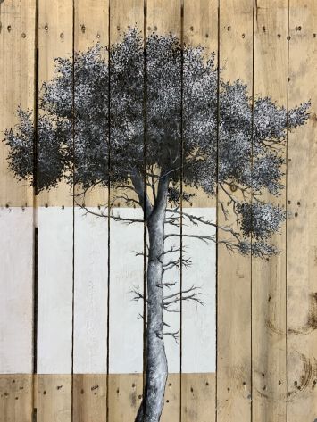 Cyrille Borgnet Dupont - Portrait d’arbre pin peint sur pin