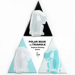 White polar bear on ice blue triangle