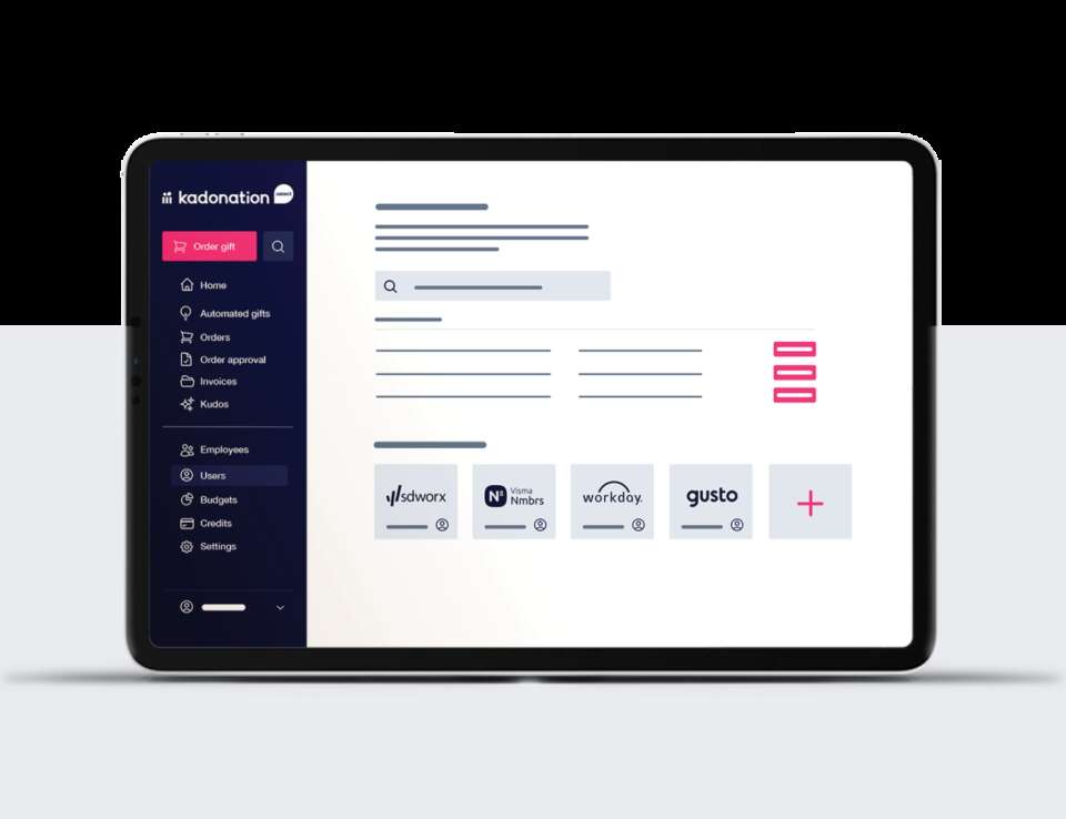 Mock-up gifting platform: Kadonation Select