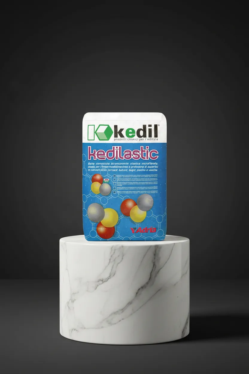 Pacchetto di Kedil Kedilastic, prodotti chimici per l'edilizia, colla, mastice, impermeabilizzante e protettivo.