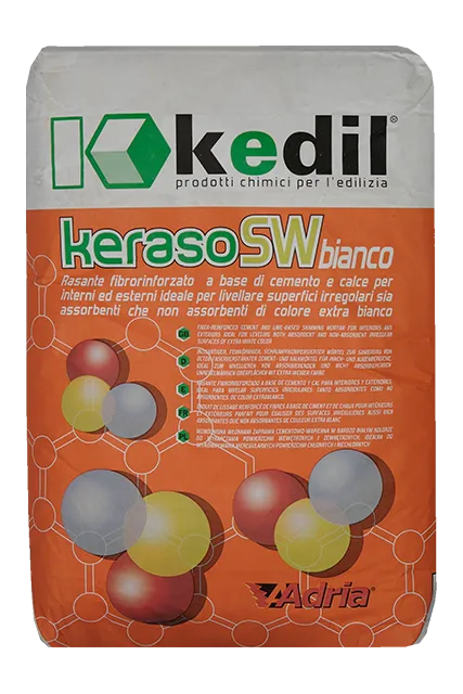 Sacchetto di intonaco Kedil Keraso SWbianco fibrorinforzato a base di cemento e calce.