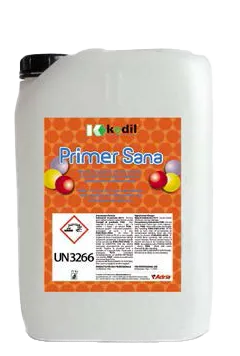 A container of Primer Sana nano resin for consolidating walls and floors.