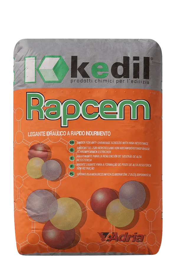 Kkedil Rapcem: schnellhärtendes hydraulisches Bindemittel für schwindarme, hochfeste Estriche. Bauchemikalien Adria.