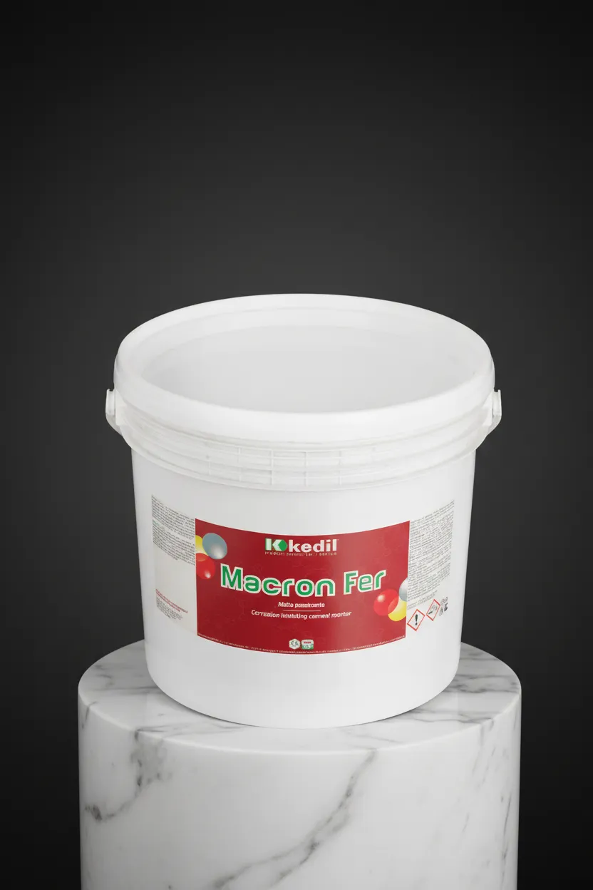 Macron Fer stucco jar on marble pedestal.