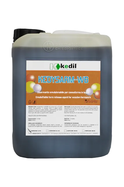 A container of Kedil Kedysarm-WB, an emulsifiable form release agent for wooden formwork.