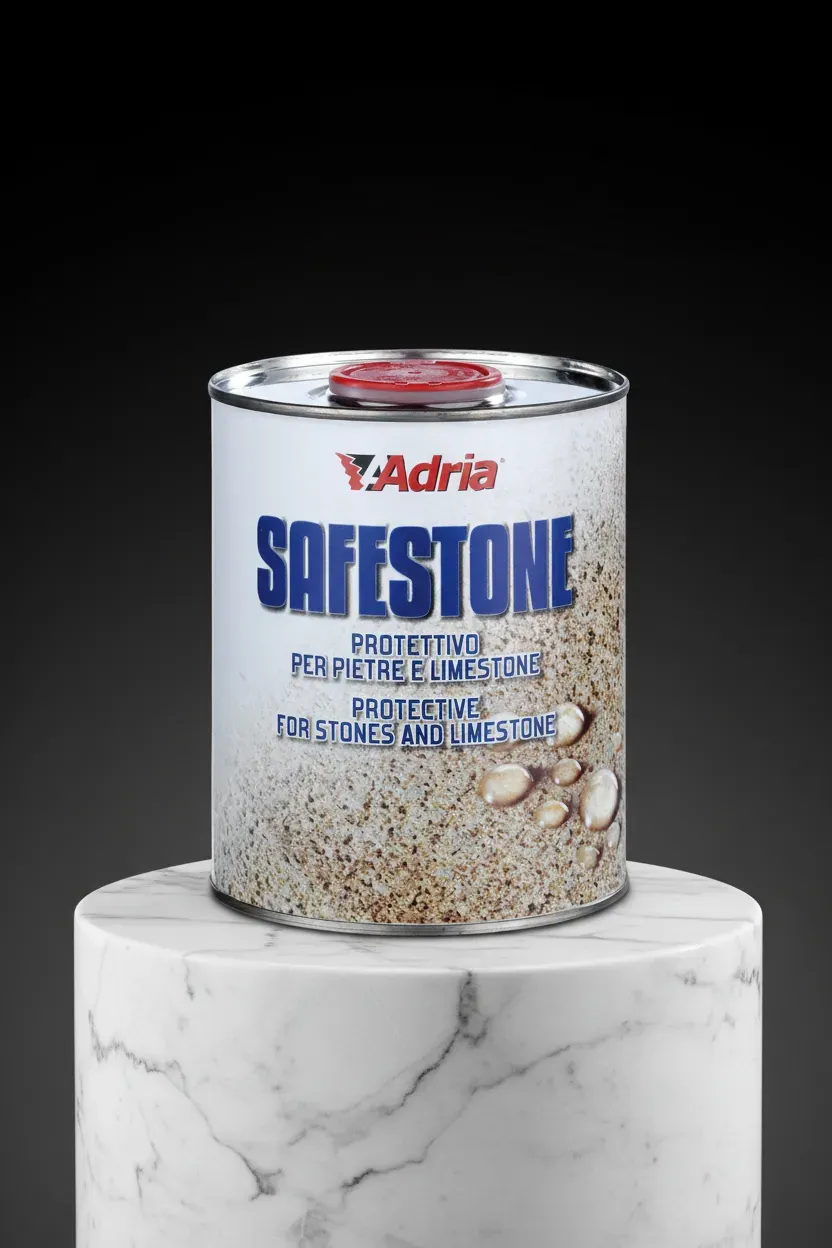 Eine Dose SAFESTONE auf einem Marmorsockel.