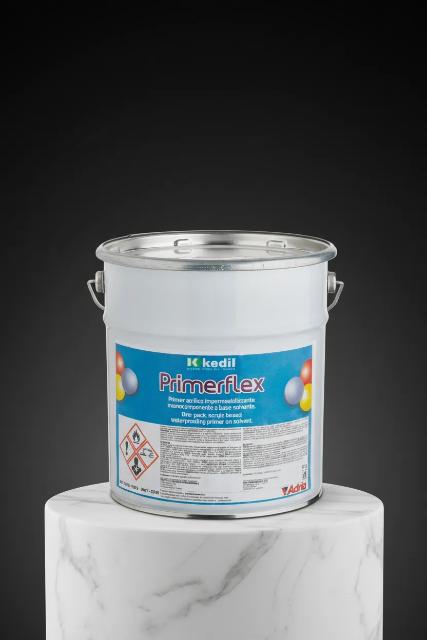 Primerflex: primer acrilico impermeabilizzante monocomponente a base solvente di Kedil. Prodotto di alta qualità per impermeabilizzare.
