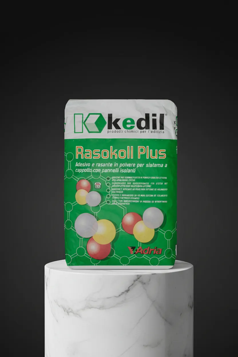 Ein Sack Rasokoll Plus Kleber von Kedil auf einem Podest.