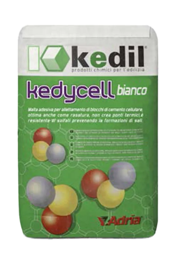 Sack weißer Kedycell-Klebemörtel von Kedril/Adria für Porenbetonsteine, sulfatbeständig.