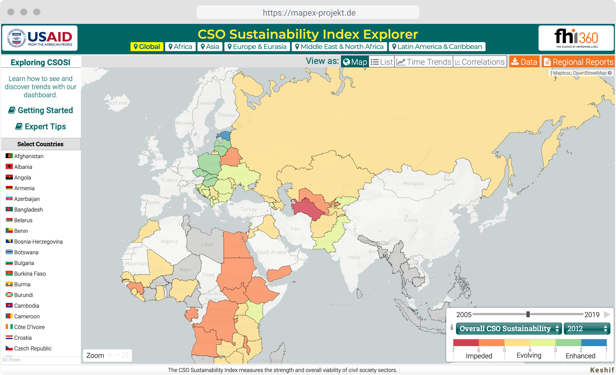 Our technology and approach supports 360 degree visual analysis of indicator data that are assessed annually, monthly, daily, or even hourly, for any given location, be it a country, a region, district, village or a single geo-referenced point. Our solutions enable measuring country progress in meeting development goals, tracking of programmatic interventions at a hyperlocal level, assessing communities at most risk, or benchmarking local government performance.