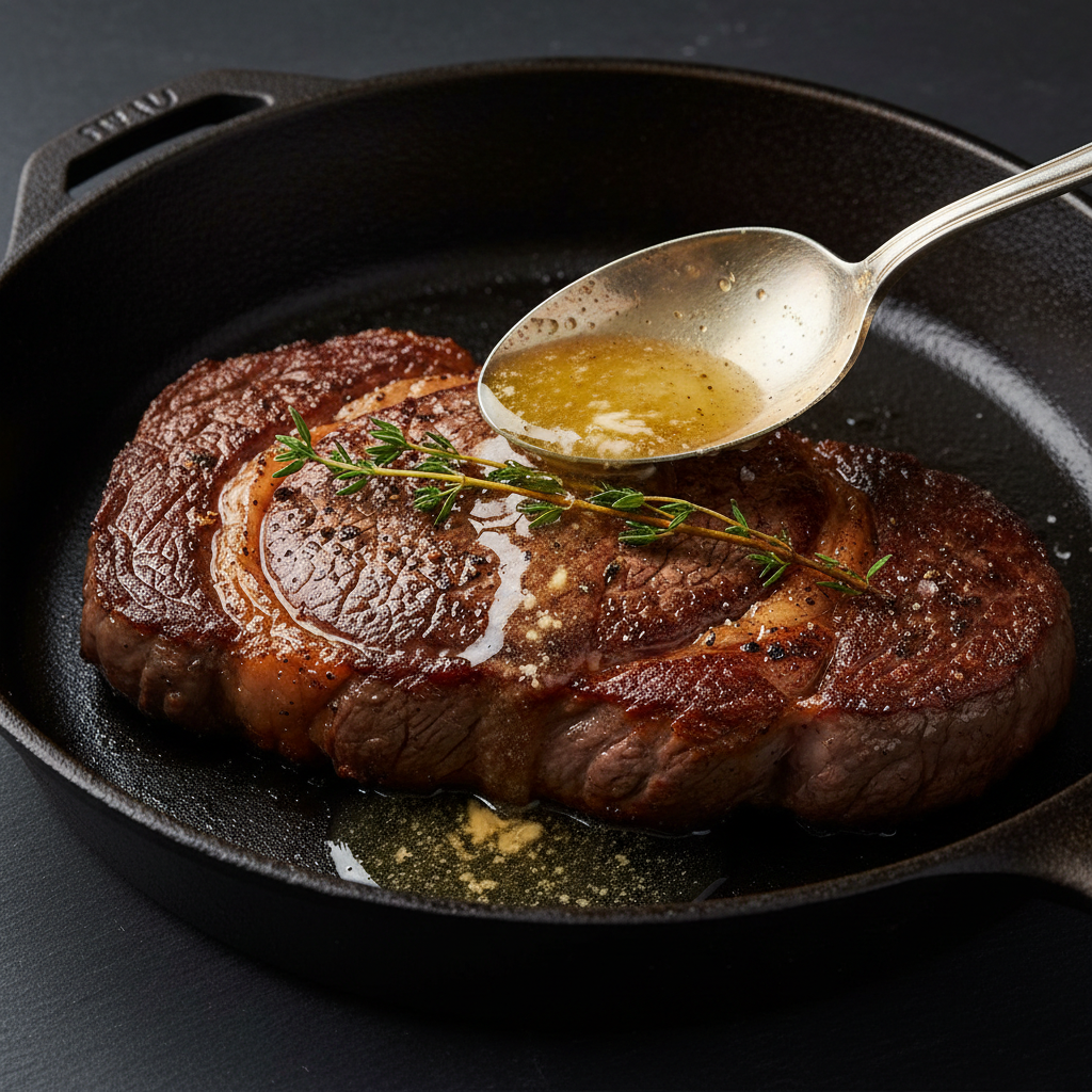 Pan-Seared Ribeye with Butter and Thyme