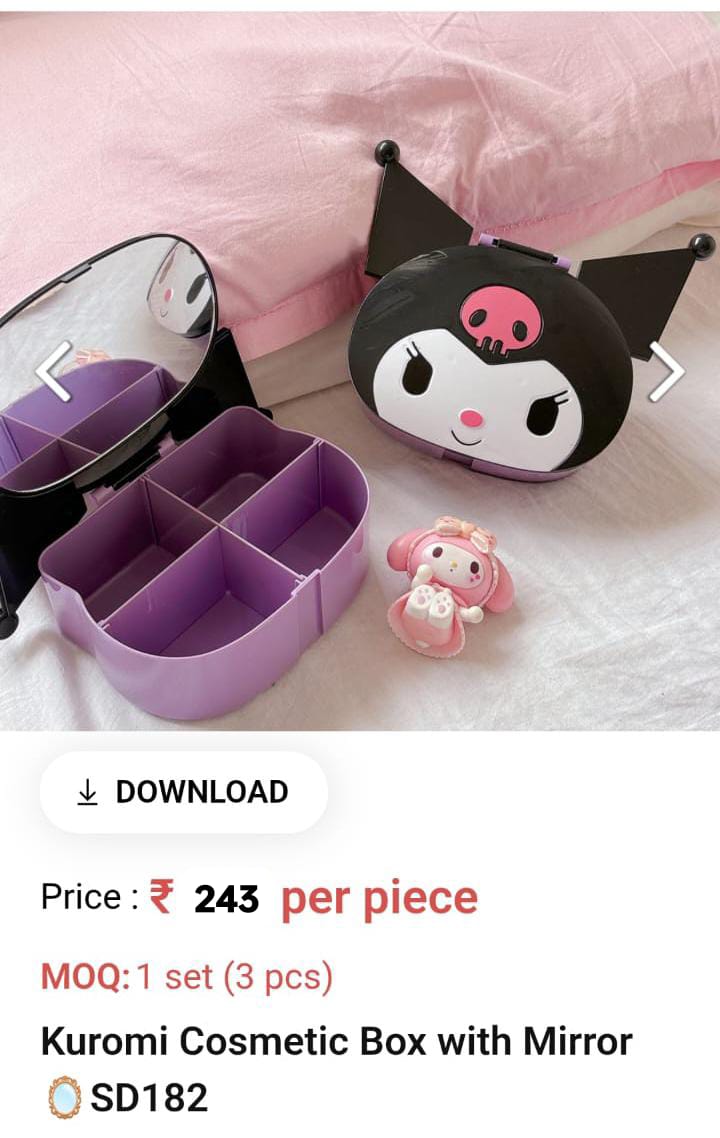 Kids Kuromi Cosmetic Box With Mirror