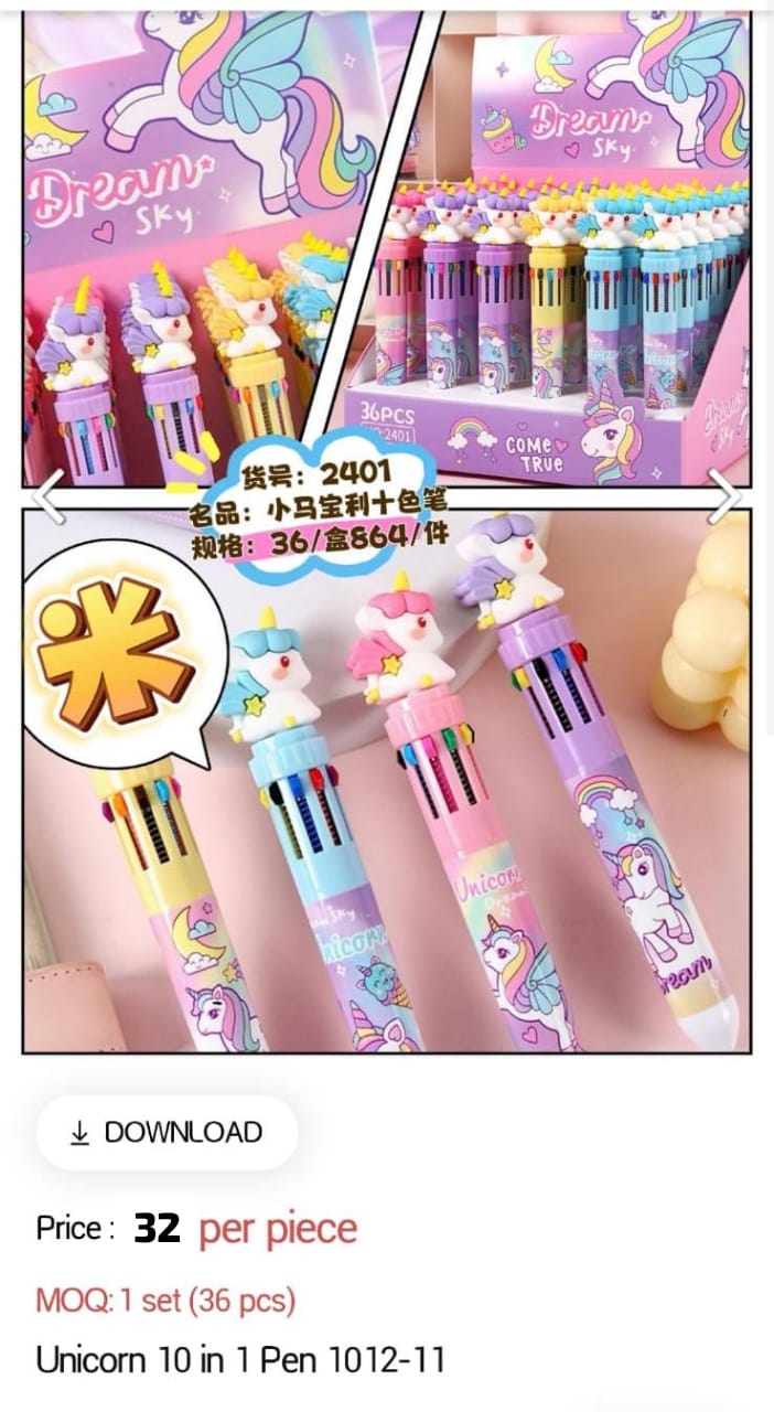 Unicorn 10 In 1 Pen