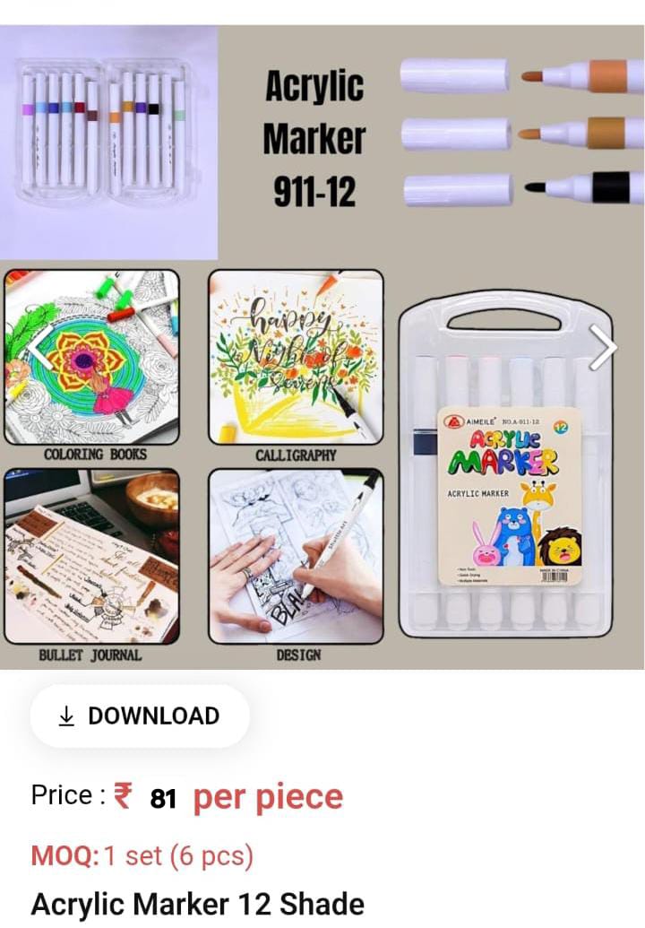 Acrylic Marker 12 Shade