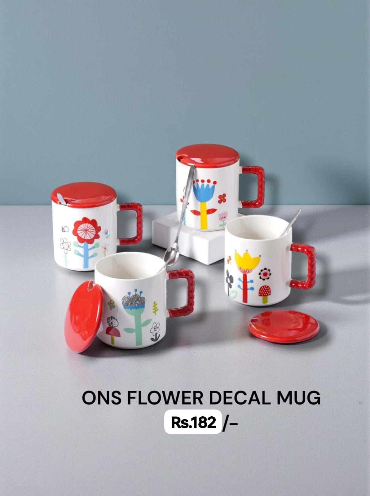 Flower Decal Mug Gift Set