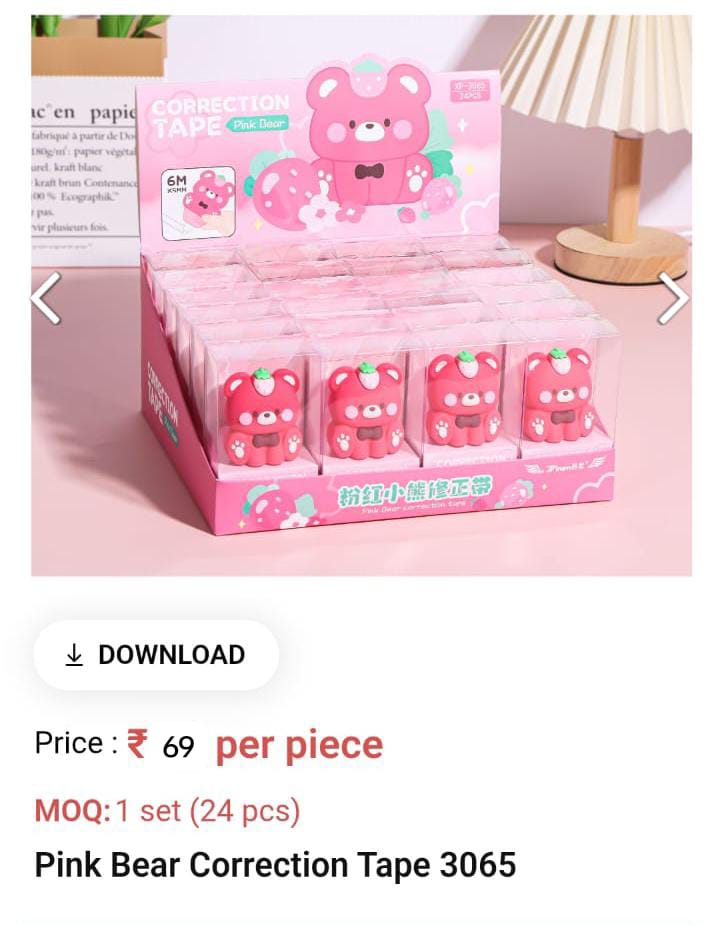 Pink Bear Correction Tape