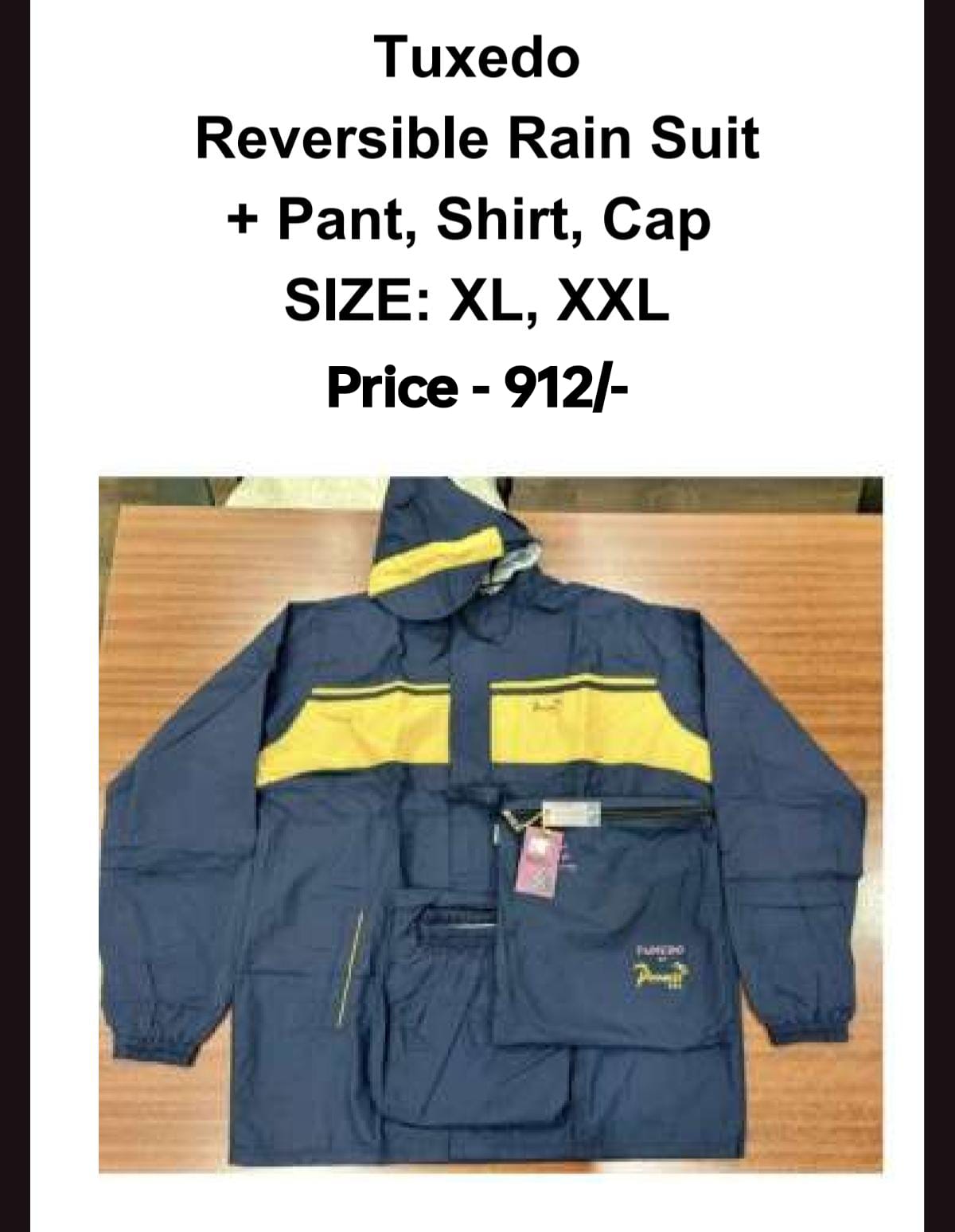 Tuxedo Reveraible Rain Suit