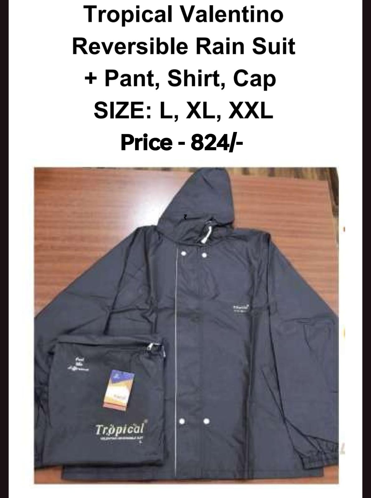 Tropical Valention  Reversible Rain Suit