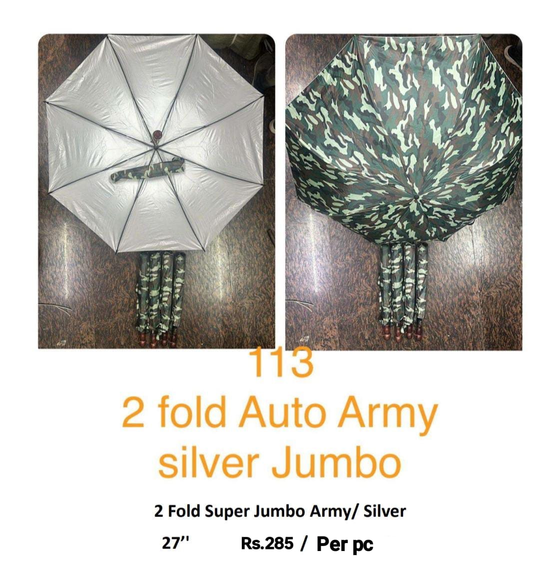 2 Fold Auto Army Sliver Jumbo Umbrella