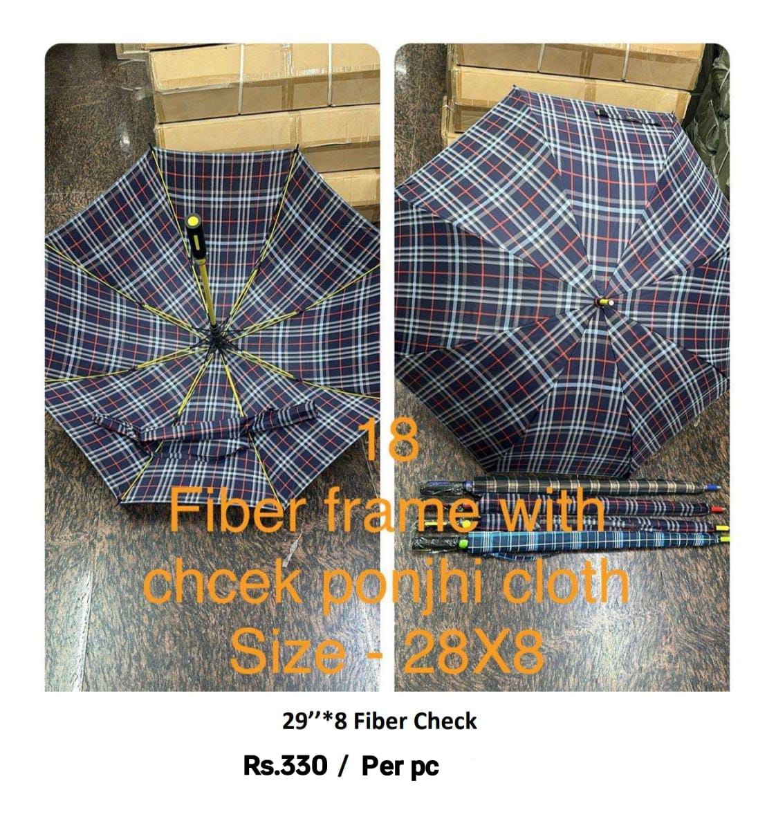 Fiber Frame With Chcek Ponjhi Cloth Umbrella