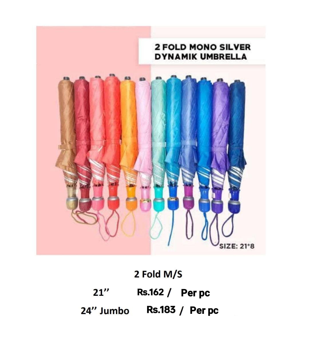 2 Fold Mono Silver Dynamik Umbrella