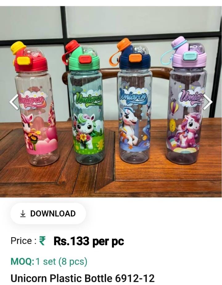 Unicorn Plastic Water Bottle