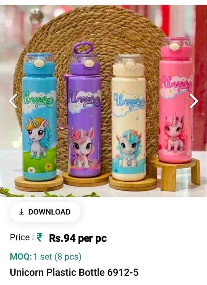 Unicorn Plastic Water Bottle