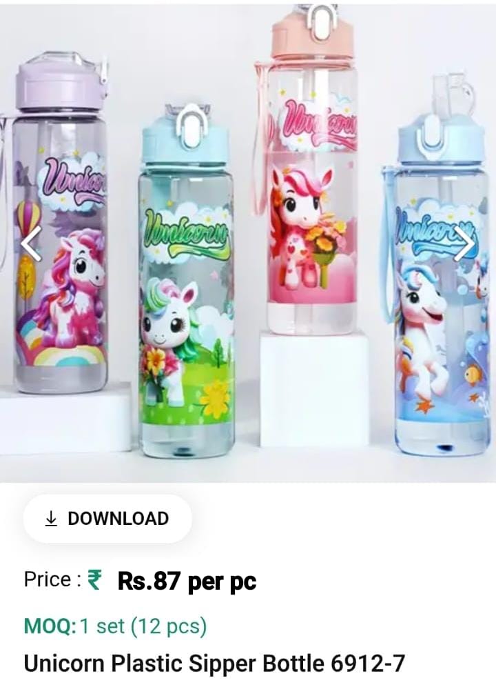 Unicorn Plastic Water Bottle