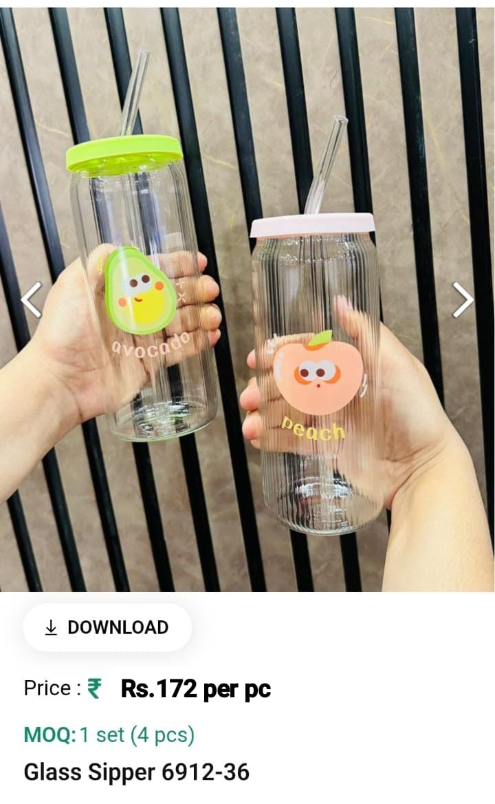 Glass Sipper Water Bottle