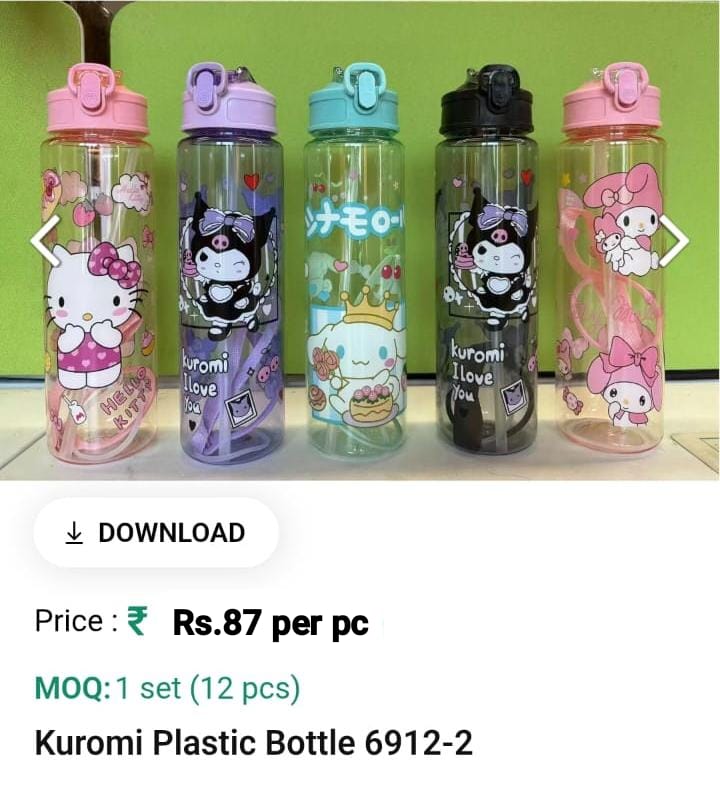 Kuromi Plastic Water Bottle