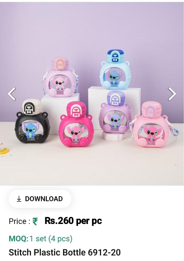 Stitch Plastic Water Bottle