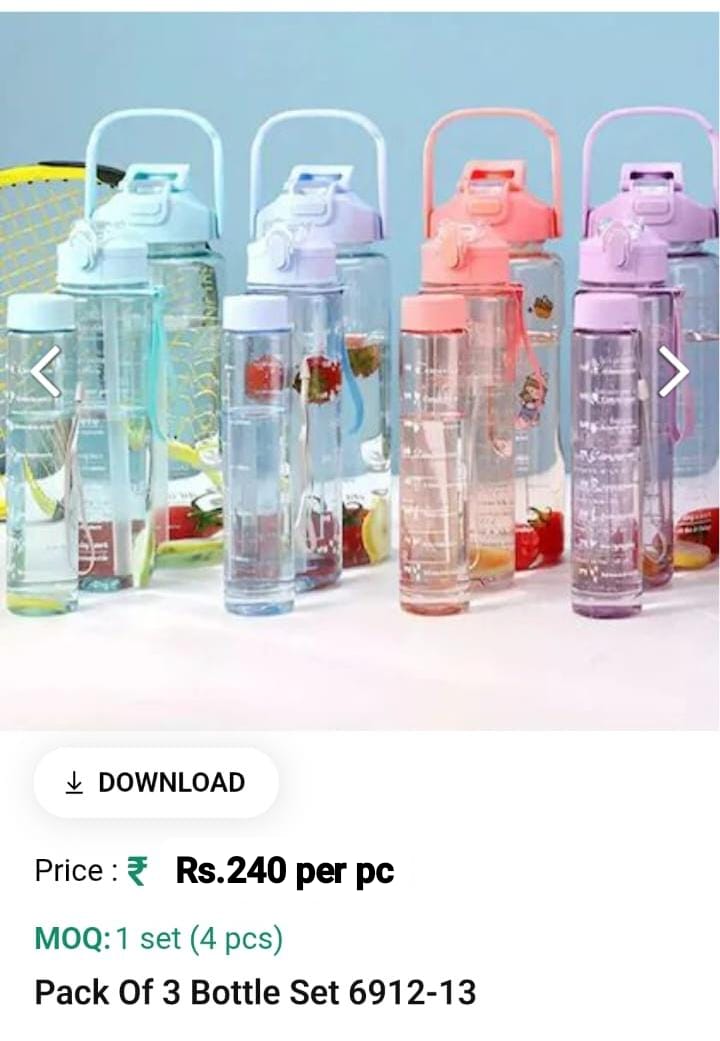 Pack of 3 Water Bottle Set