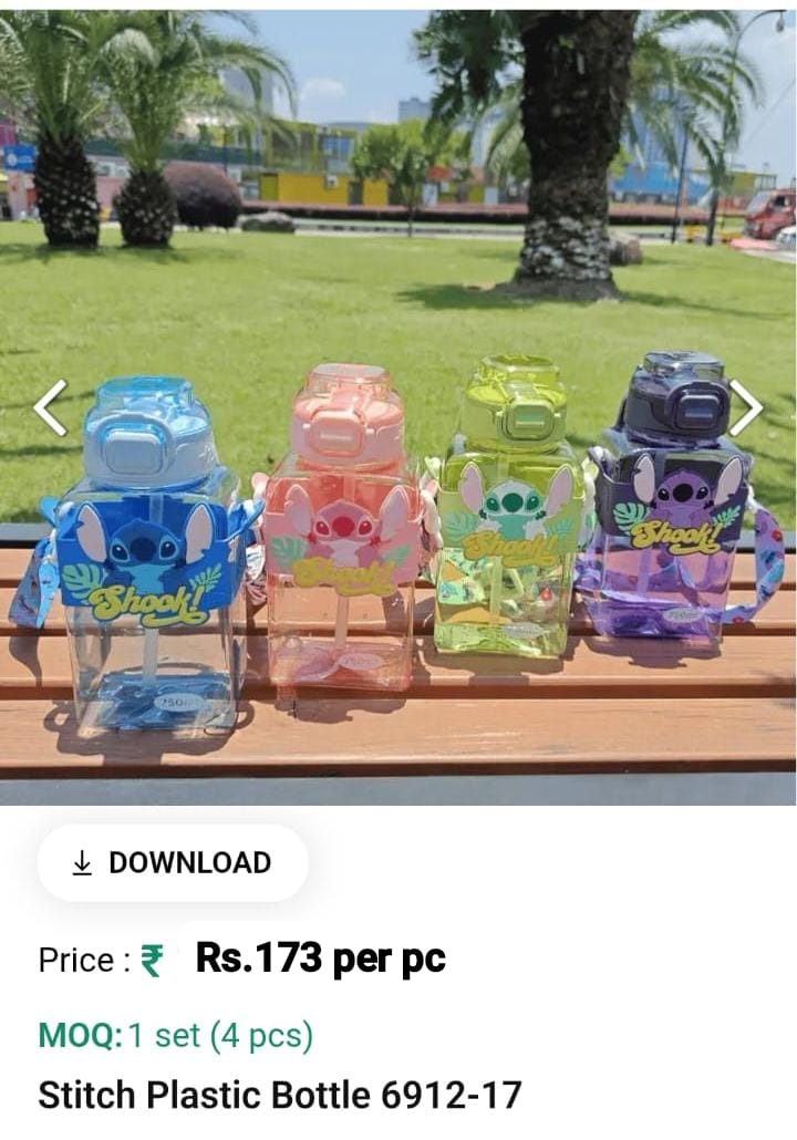 Stitch Plastic Water Bottle
