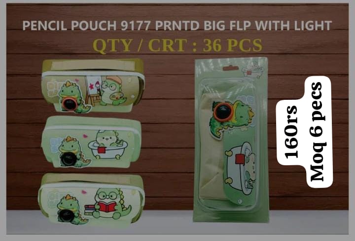 Pencil Pouch Prntd Big  Flp With Light