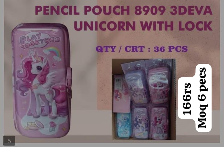 Unicorn Pencil Pouch With Lock
