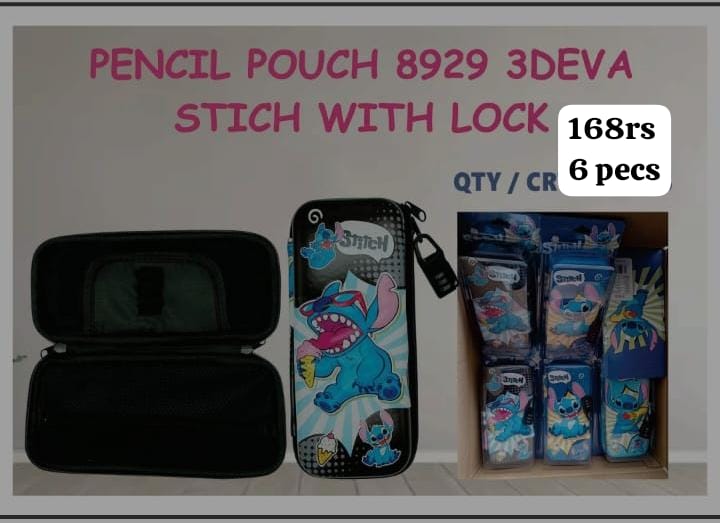 Pencil Pouch With Stich With Lock