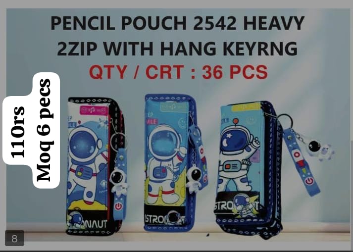 Pencil Pouch With Zip Hang Keychain