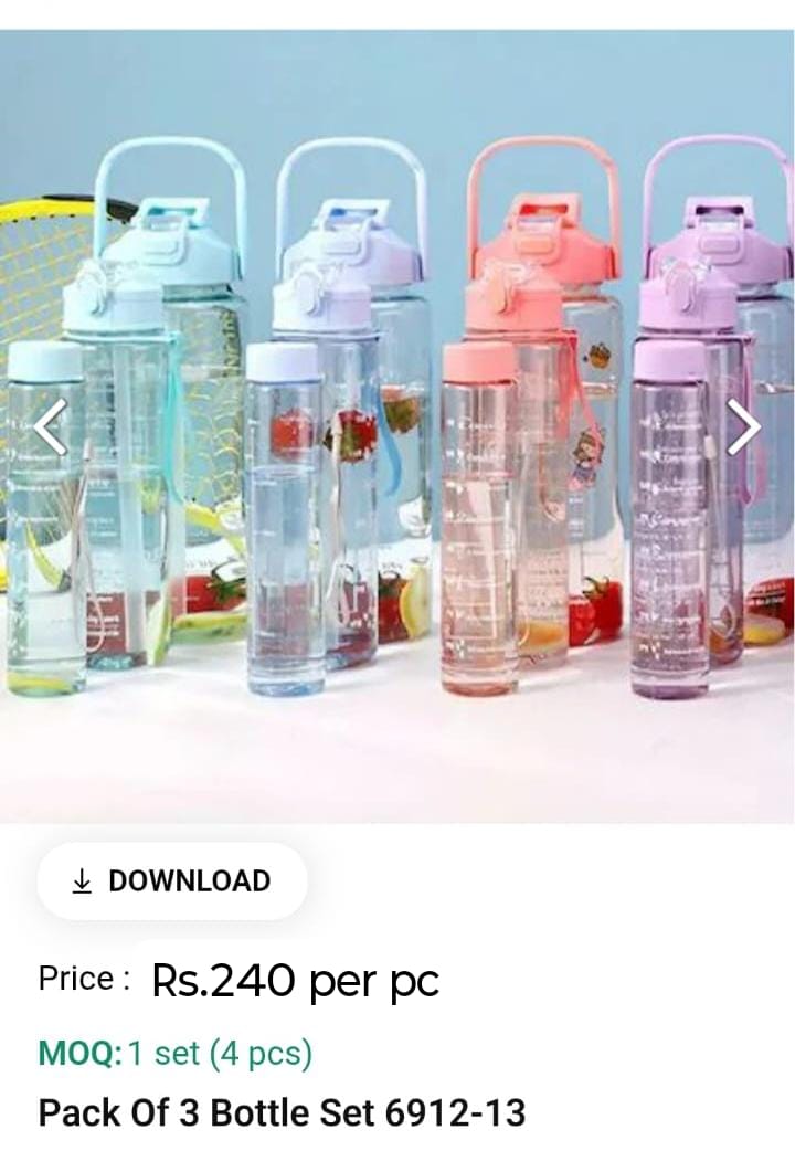 Pack of 3 Water Bottle Set