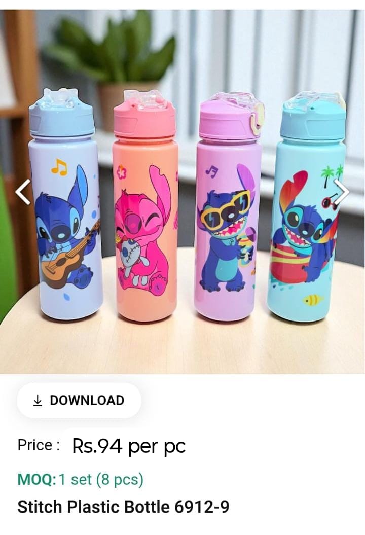 Stitch Plastic Water Bottle
