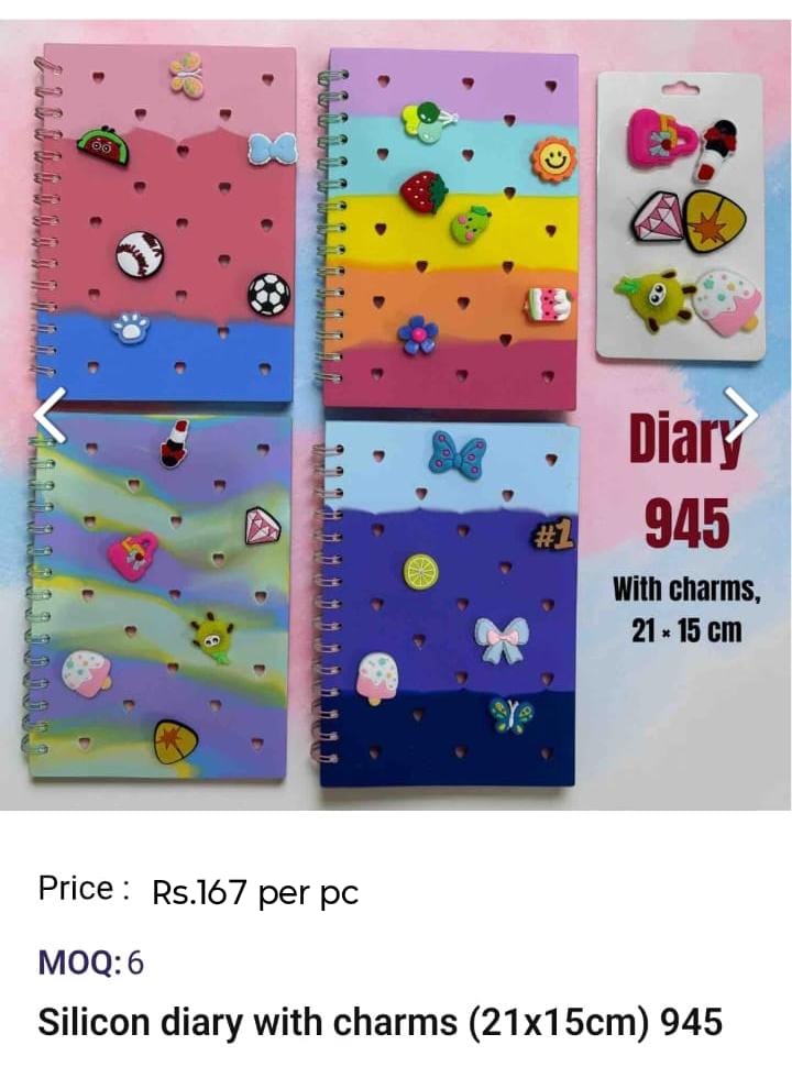Silicon Diary With Charms