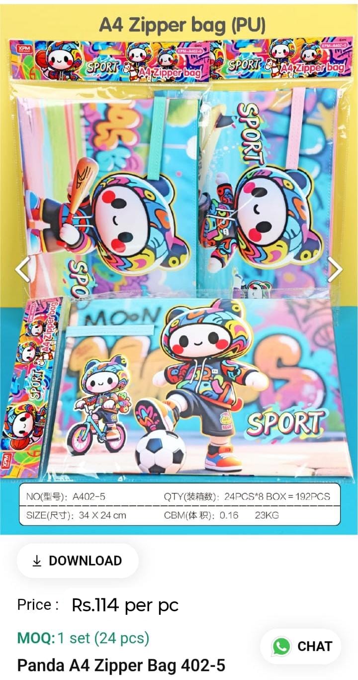 Panda A4 Zipper Bag