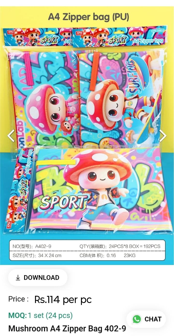 Mushroom A4 Zipper Bag